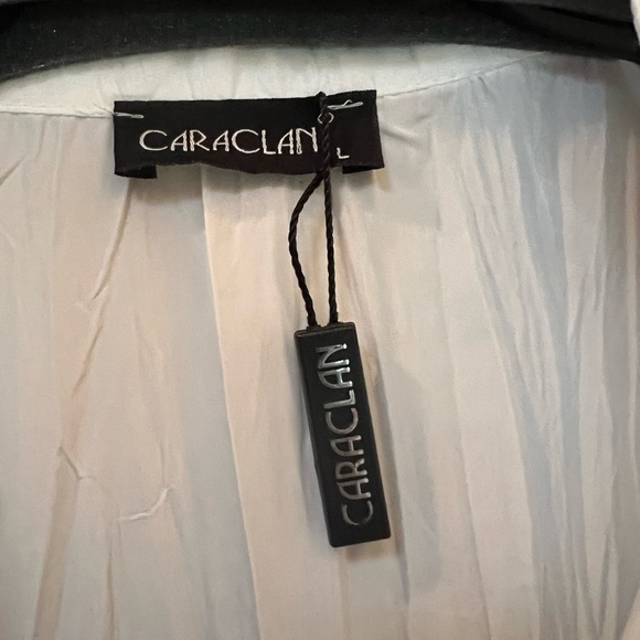 Caraclan Button Down White Long Shirt Dress Duster NWOT - Picture 3 of 5